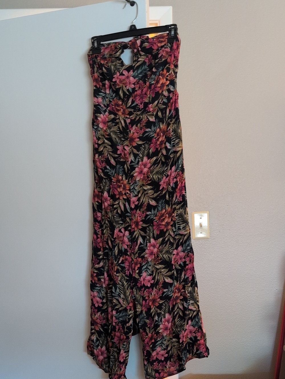 American Eagle Outfitters Black Maxi Dress with Pink Floral Print